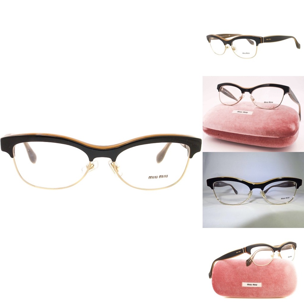 Miu Miu Black and Gold Women's Glasses